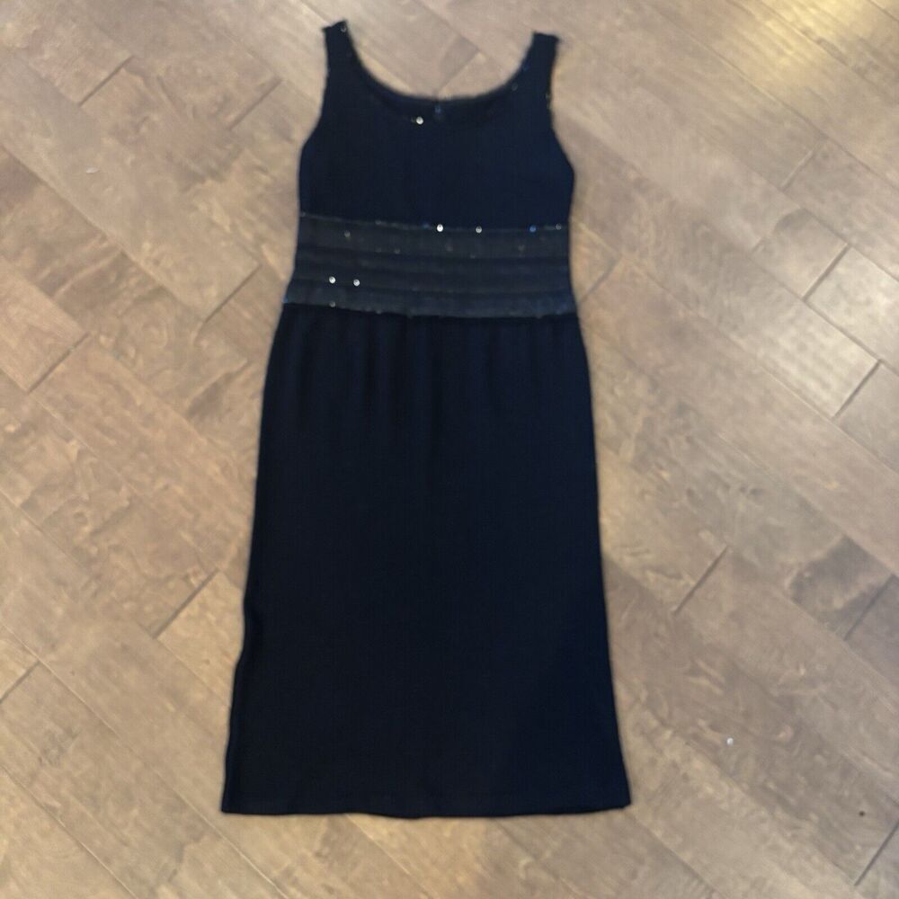 St. John‎ Evening Black Knit Dress with Beading Size 10 Spring 2006